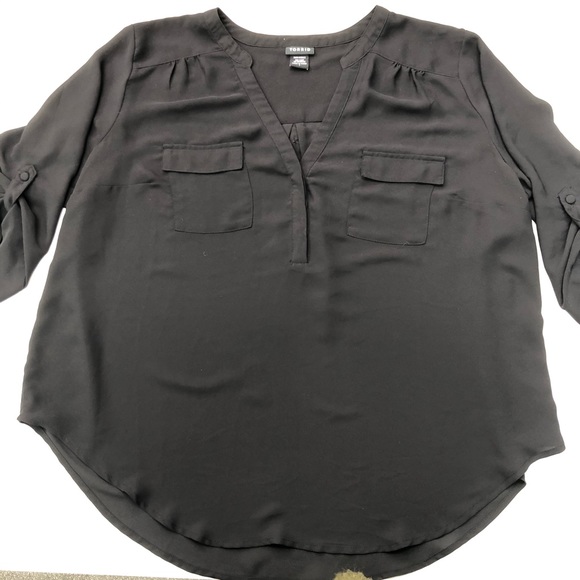 ✨SOLD✨TORRID Harper Georgette Sheer Blouse Sz 1 - Picture 6 of 7
